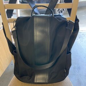 Black nylon backpack